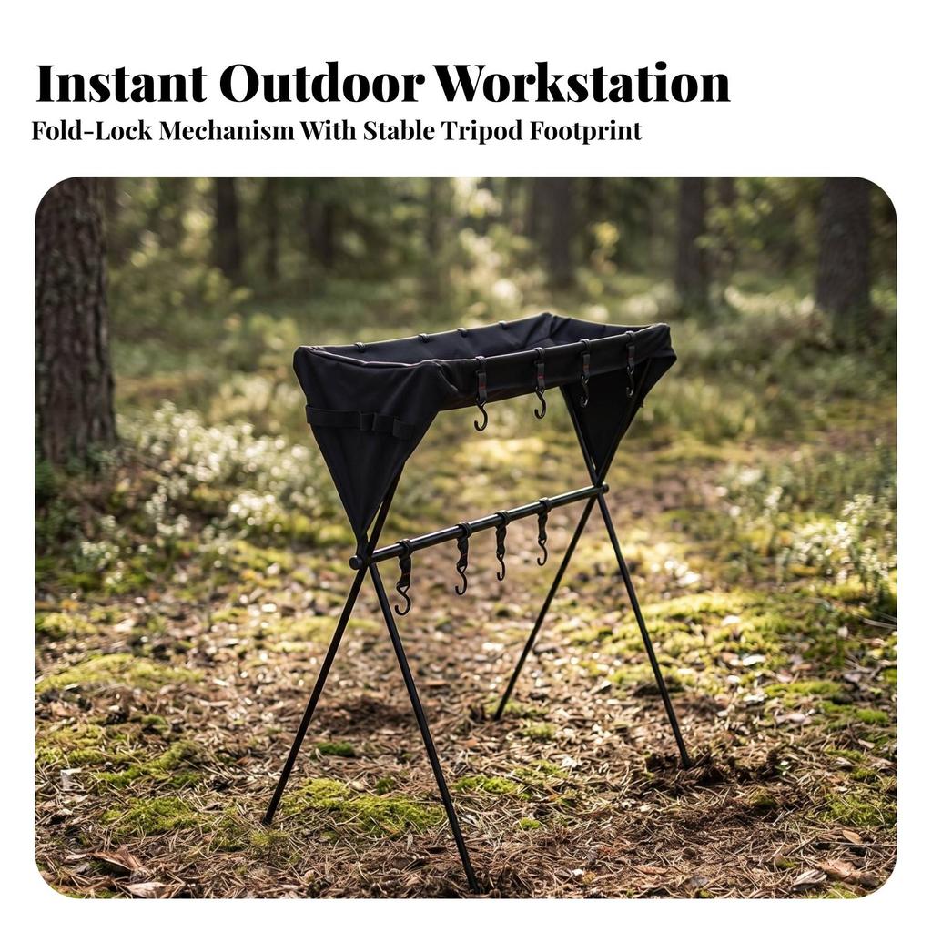 Camping Storage Rack with Basket Lightweight Furniture Long-Lasting for Backyard