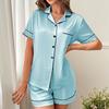 Pod Ice Silk Pajamas Human Cotton Short Sleeves Solid Color Loungewear Loose Set Milk Silk Comfortable Loungewear