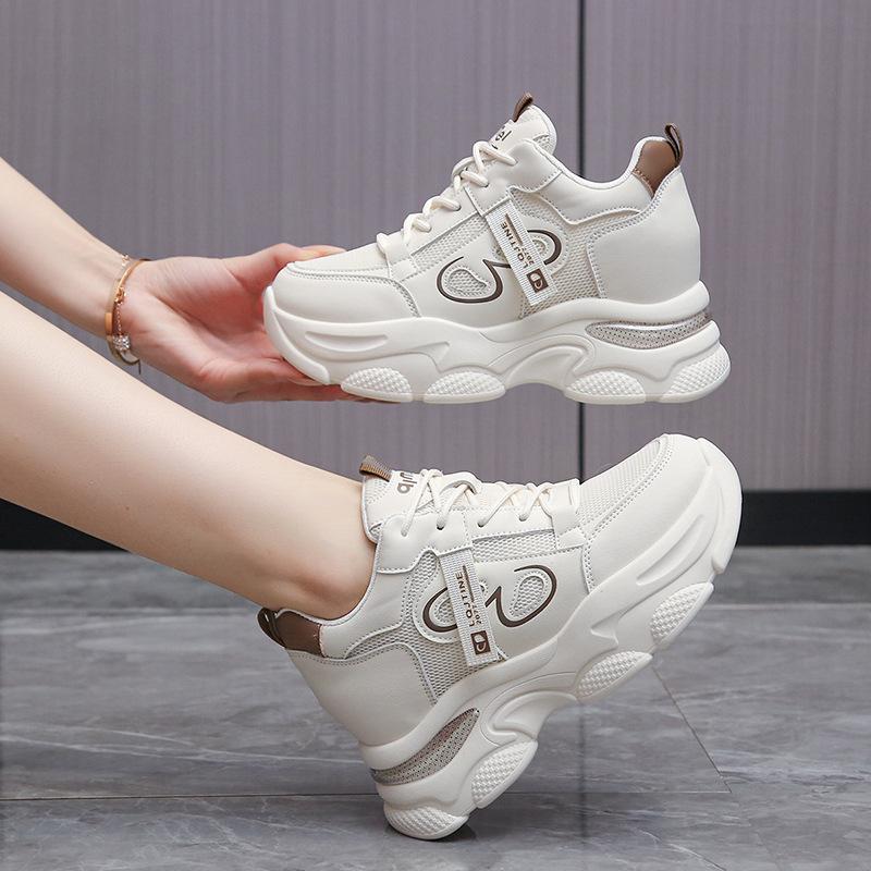 Dad Shoes Girl 2025 Spring and Autumn Korean Edition New Small Thick-soled Medium Heel Simple Casual Sports Little White Shoes