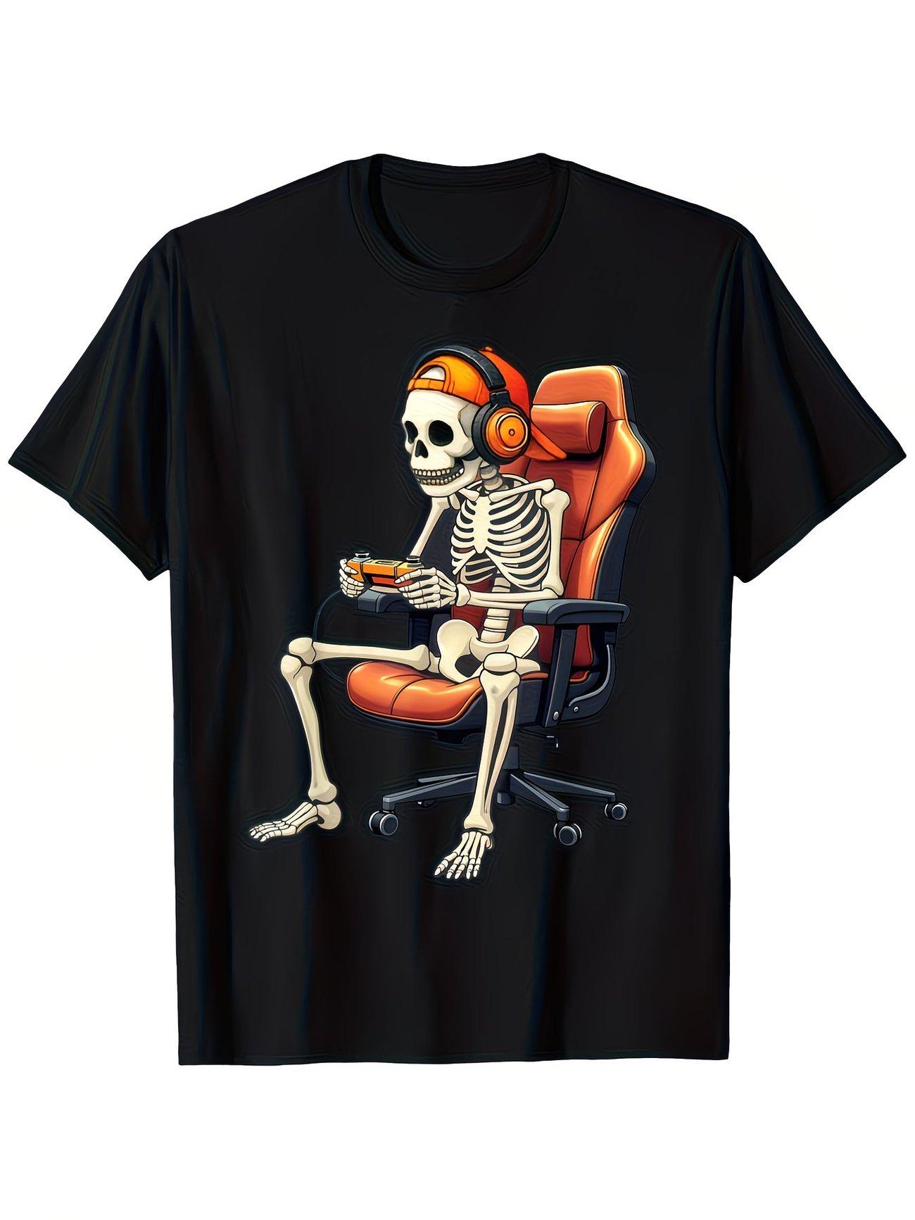 

Unisex Gaming Skull T-shirt | For Men & Kids | Halloween Outfit 2XL