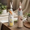 Office Desk Decoration Easter Bunny Figurine, Vintage Resin Rabbit Statue with Carrot Flower Animal Figurine For Home Basket, Spring Indoor