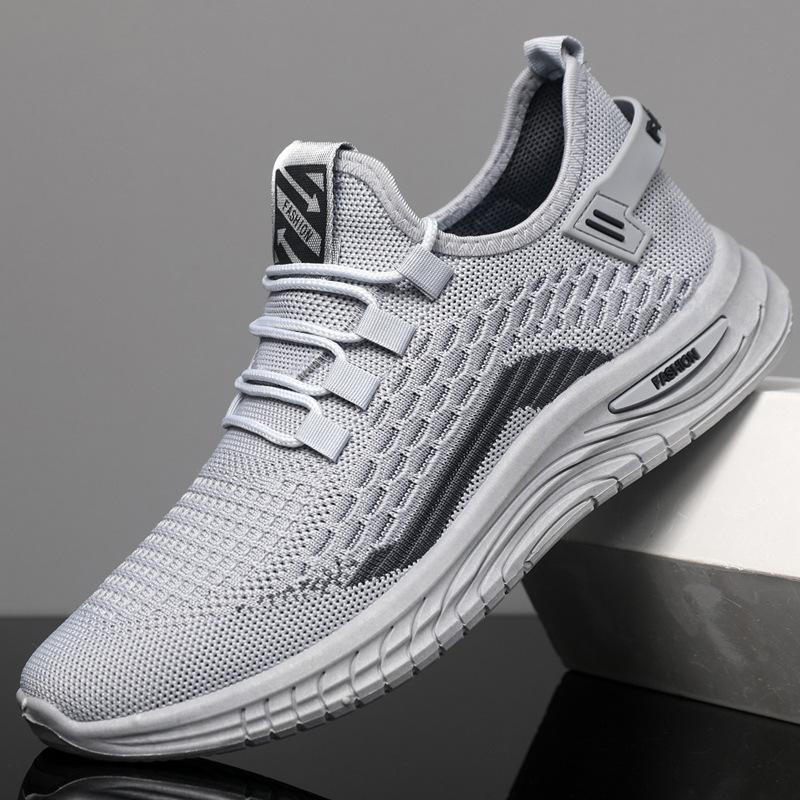 Men's Summer Fly Knit Sports Casual Shoes, Hollow Out Breathable Mesh Running Sneakers, Versatile Athletic Footwear for Men