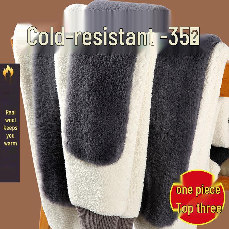 

Men s Thickened Wool Pants - Plus Size, Warm Base Layer with Waist and Knee Protection for Northeast Winter XXXXL