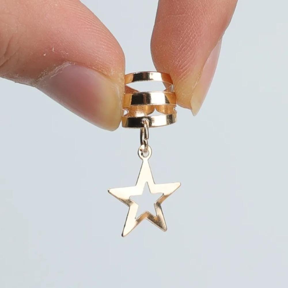 10pcs Star Shape Hollow Out Hair Ring Hair Braiding Hair Braid Tubes Dreadlocks Beads Decor