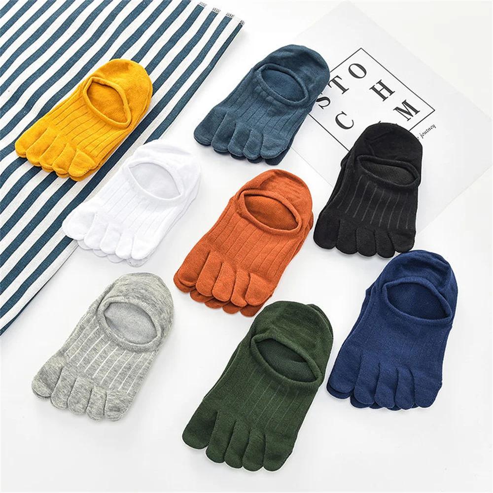 3 Pairs Colorful Five Fingers Socks Anti Slip Men Women Slipper Toe Socks Sweat-absorbing Boat Ankle Short Socks