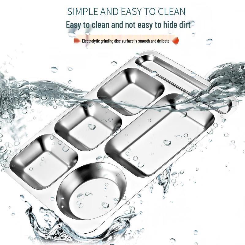 Stainless Steel Five-Compartment Dinner Plate