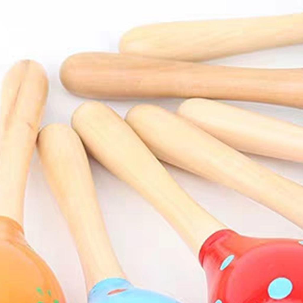 Small Maraca Cartoon Mini Wooden Percussion Maraca 0 To 3 Years Old Toddler Toy for Grasping Exercise