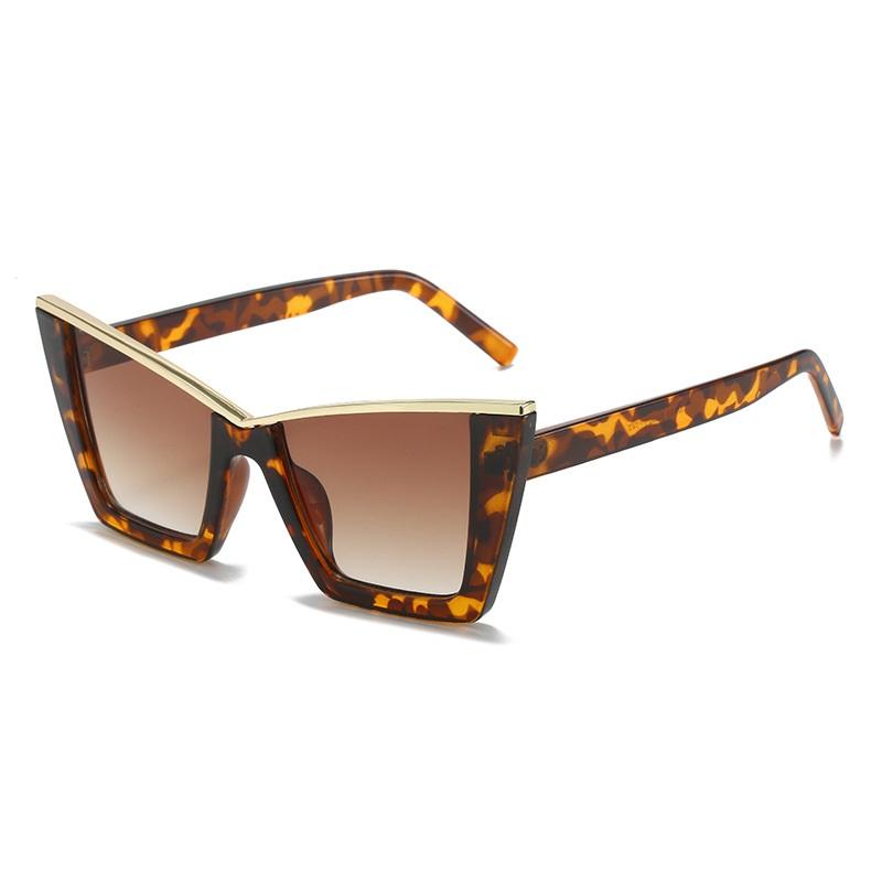 

Ins Popular Cat Eye Women Luxury Sunglasses Brand Designer Eyewear Oversized Frame Shades UV400 Personalized Fashion Sun Glasses as shown леопардовый