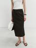 Deonseuteu H-Line Papery Long Skirt Black_Udsk4B221Bk
