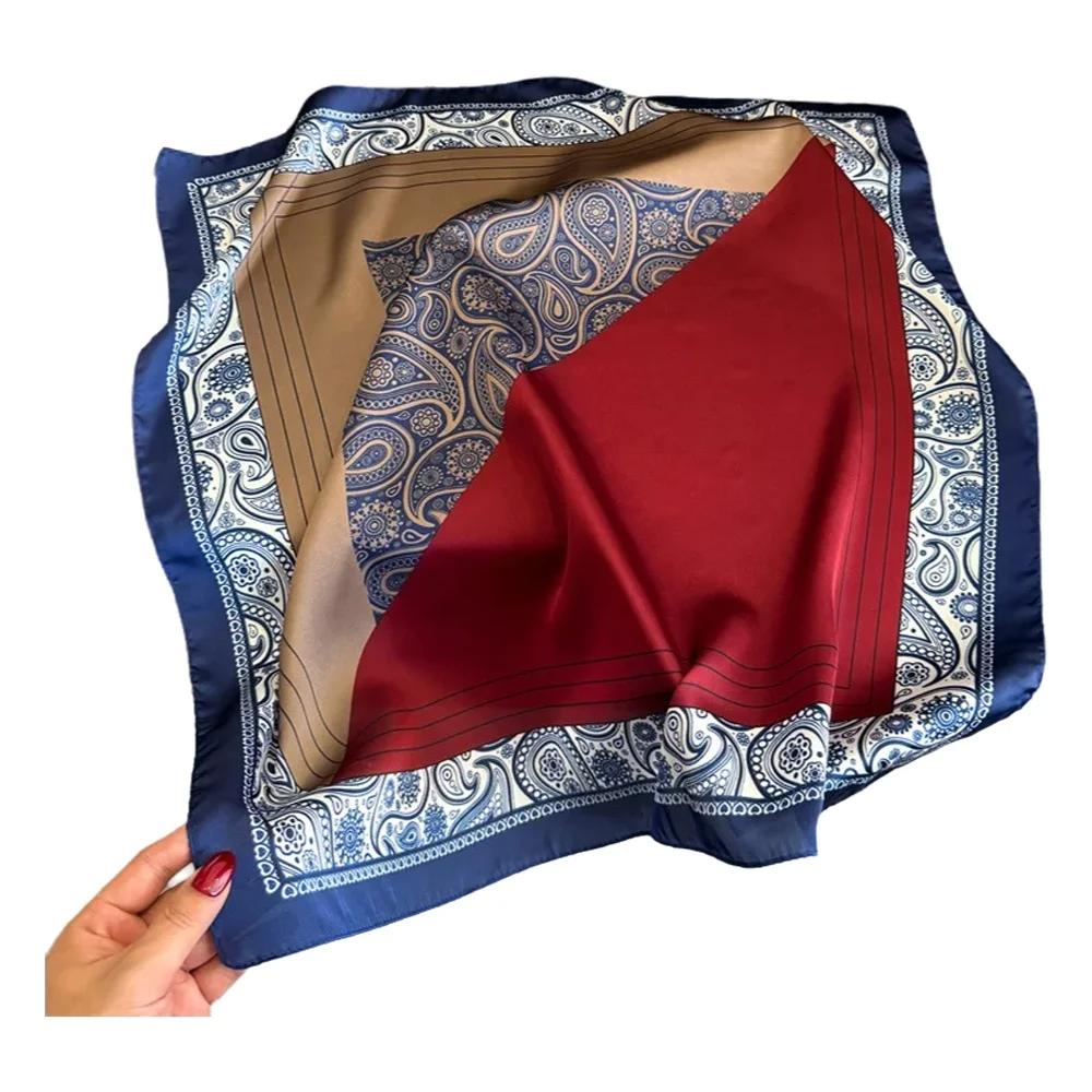 Print 70cm Soft Satin Headkerchief Women Luxury Design Neck Tie Scarf Female Hair Hand Wrist Foulard Shawl Hijab Bandana