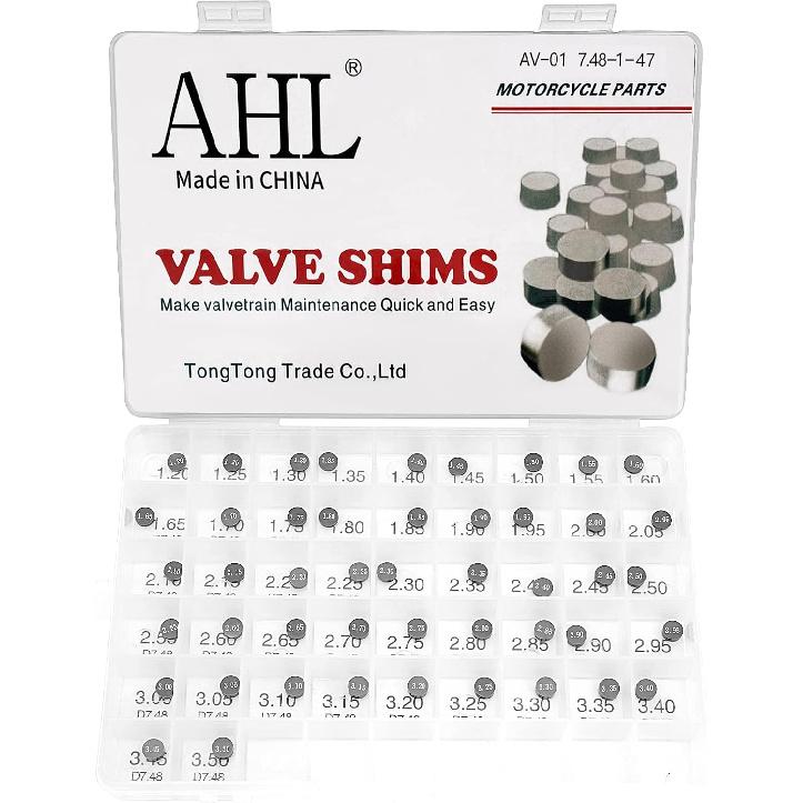 AHL 7.48mm O.D. Adjustable Valve Shim Kit 1.20mm-3.50mm Thick for Yamaha YZ250F YZ250 F 2001-2012 (47pcs)