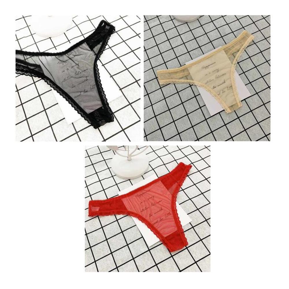 1PCS Transparent Ultra Thin Sexy Thong Women Lace G String Panty Low Waist Ruffles Underwear