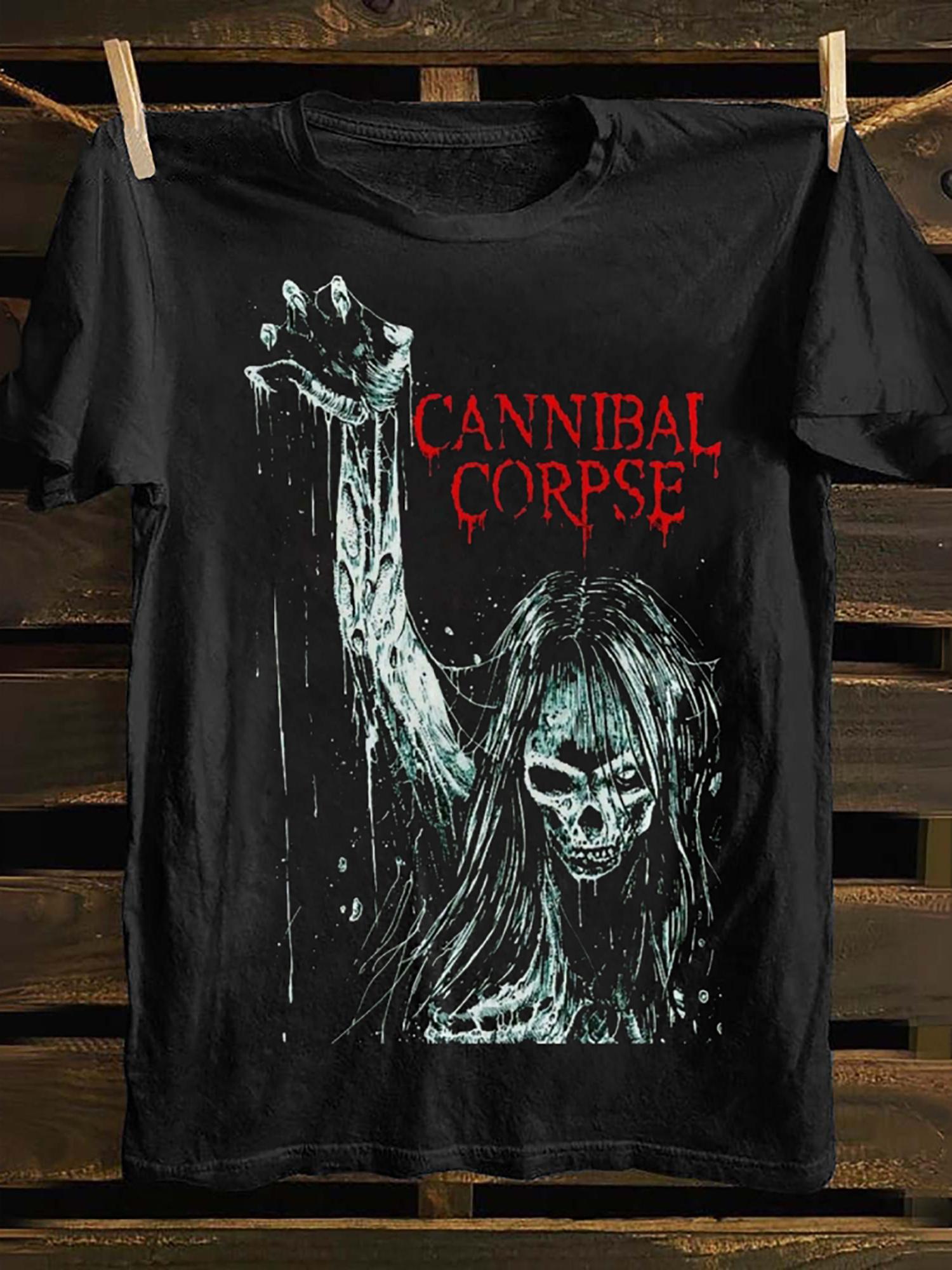 

Vintage Punk Rock Cannibal Fun Horror Design T-Shirt Men s and Women s Same Crew Neck Pure Cotton T-shirt 4XL
