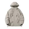Men Jacket Hooded Long Sleeve Windproof Waterproof Windbreaker with Multi-Pocket Design Casual Sports Style Outerwear