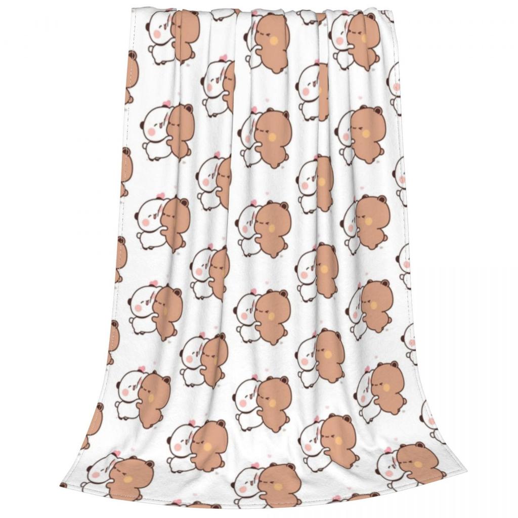 Face Hug Milk And Mocha Cute Bears Flannel Blanket for Kids Children Cartoon Anime Funny Throw Blankets for Home Rug Piece