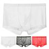 Sexy Mesh-Boxershorts, nahtlos, 3D-konvexe Folie, niedrige Taille, atmungsaktiv, durchsichtige Shorts, Höschen
