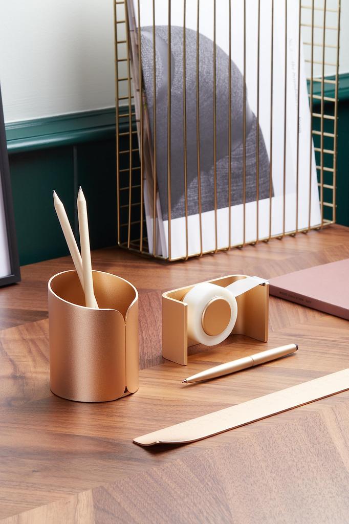 MINT GARAGE LEXON LS142D9 Soft Gold CITY PEN ON BASE Stylus Ballpoint Pen & (with Stand)