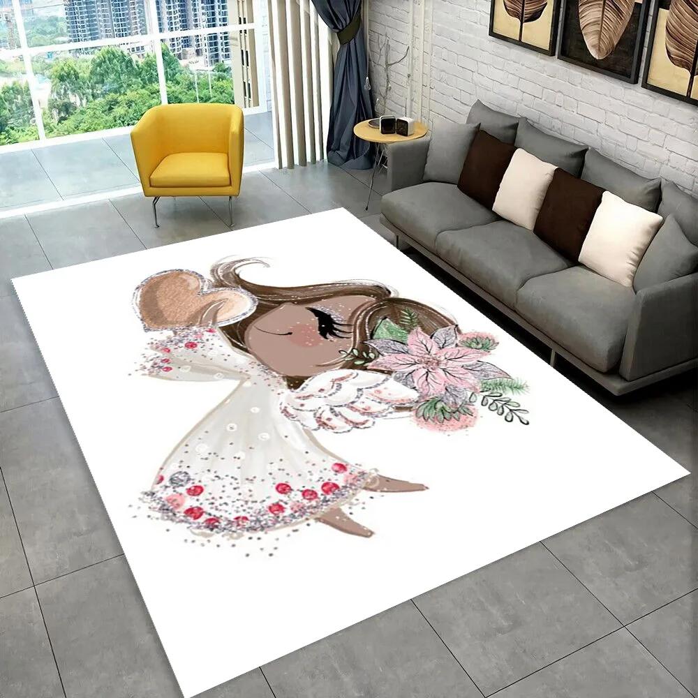Cute Ballet Girl Ballerina Cartoon Area Rug,Carpet for Home Living Room Bedroom Sofa Doormat Decor,kids Play Non-slip Floor Mat