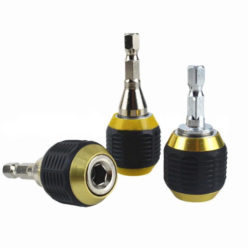 1/4" Hex Shank Anti-Slip Rubber Sleeve Quick Change Electric Drill to Screwdriver Adapter with Three-Jaw Chuck