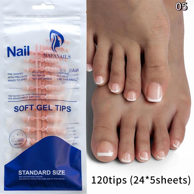 

120Pcs French Style Wearing Fake Nail Toenails Display Toenail Stickers Full Cover Latest Hot Selling Style Foot Nails Tips