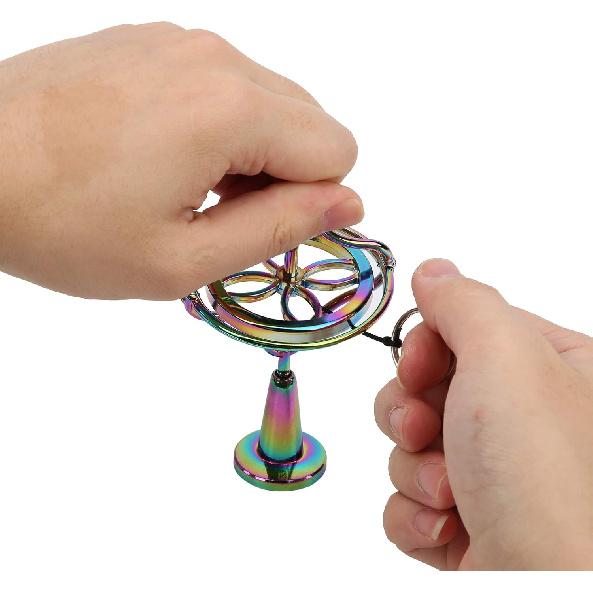 TOPINCN Alloy Gyroscope Toy Stress Relief Fingertip Toy for Adult withDecompression Bright Colorful Metal FrameDecompression Toy Adult Toy (Colorful)