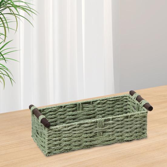 Yousheng Rectangular Storage Basket with Handle Large Capacity Multipurpose Handmade Decorative Braided Basket Decoration