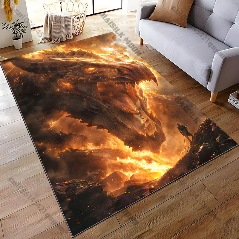 Dragon confrontation with warrior carpet Yoga living room room decor children's crawling mat doormat area rug games mat
