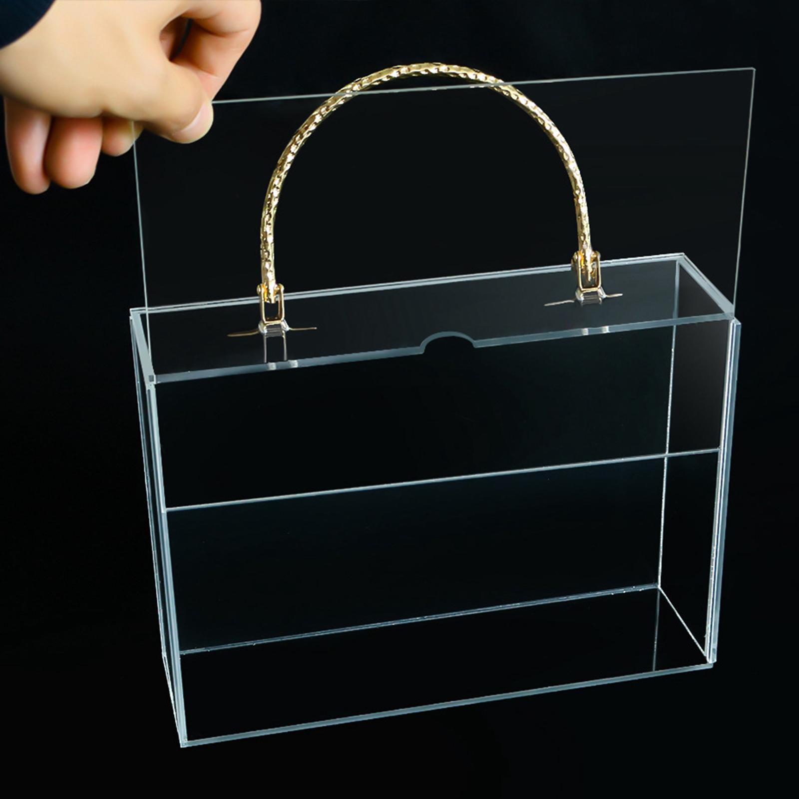 

Clear Acrylic Flower Box Clear Gift Boxes with Handles Transparent Gift Boxes for Baby Clothes Gift Box Empty 15x20x6cm чистый