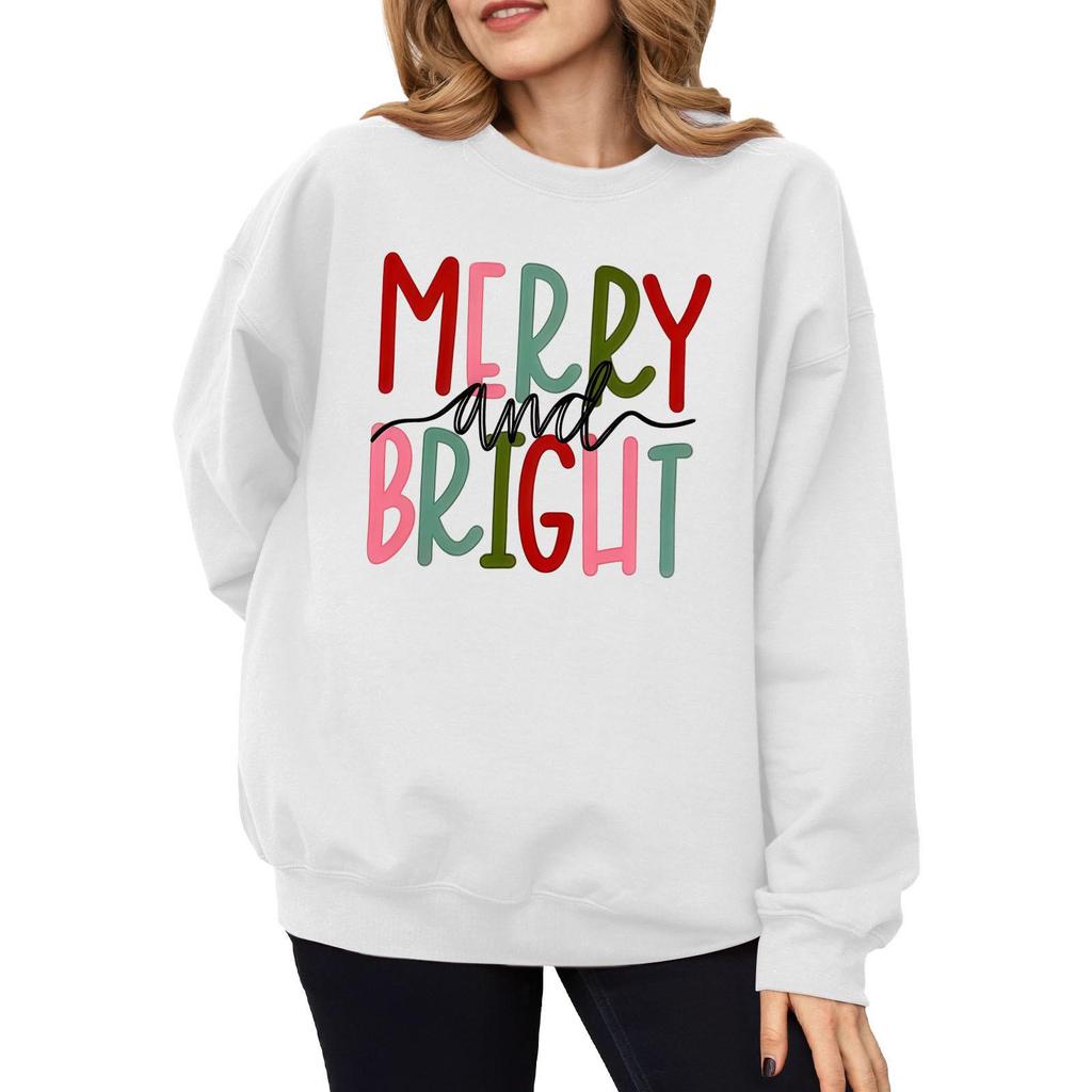 2025 Autumn/Winter Women's Trendy Christmas Casual Round Neck Printed Hoodie