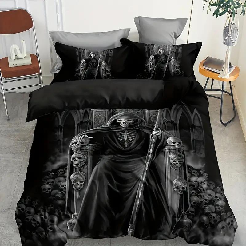3D Digital Printed Quilt Set Three-Piece Skull Rose Series Quilt Set Spring New Product Can Be Duvetcover