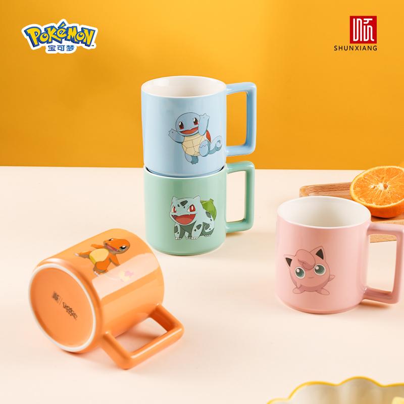 SHUNXIANG Ceramic Mug for Pokémon Licensed Cute Charmander Jigglypuff Cartoon Water Cup Coffee Cup Anime Themed Ceramic Cup Gift