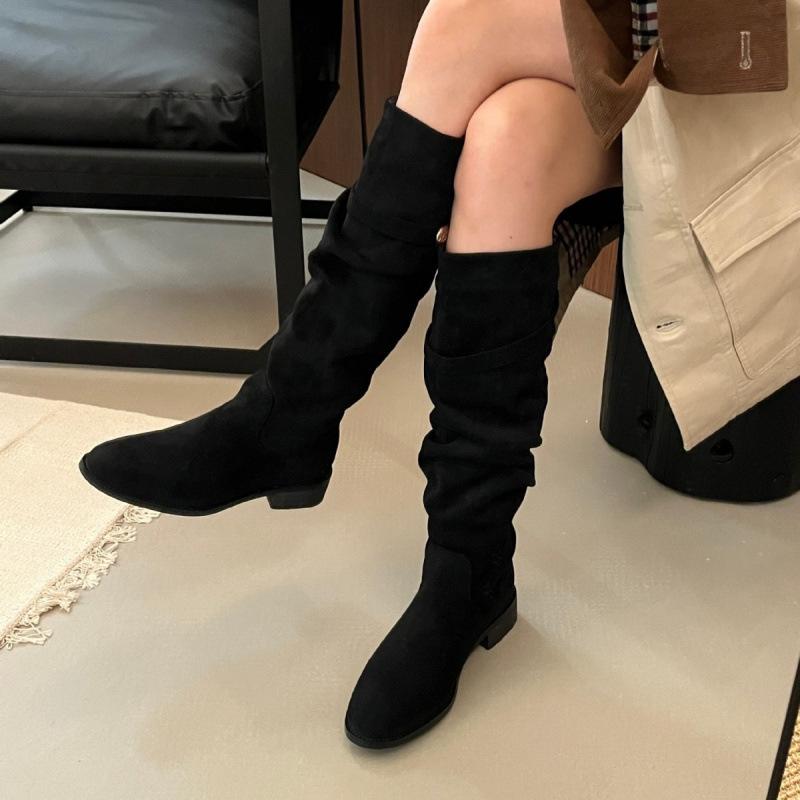 

2025 thick heel retro velvet brown knight boots French thin bare boots autumn and winter women s knee boots children 39