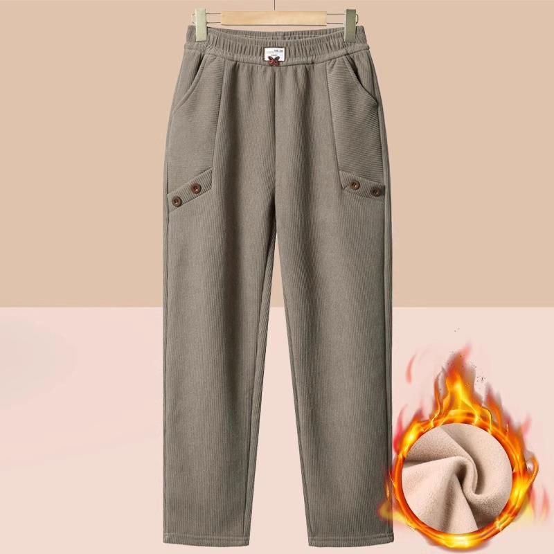 2024 New Style Plus Velvet Thick Slimming Harem Pants for Middle-Aged Women: Autumn/Winter Fashion