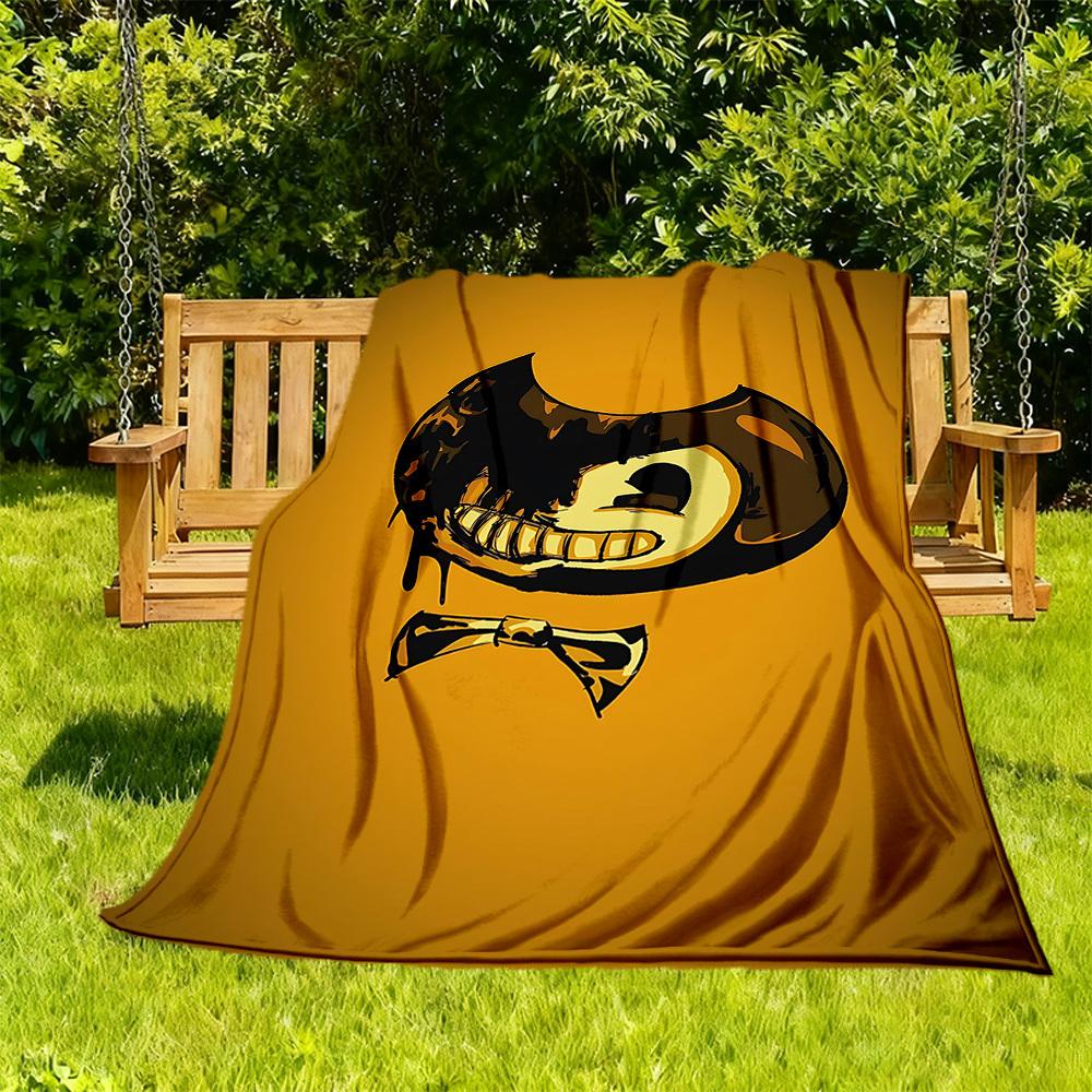 1PC Bendy and the Ink Machine Outdoor Flannel Throw Blanket - HD Printed Lightweight Soft Warm All-Season Blanket for Sofa, Bed, Travel, Camping 024
