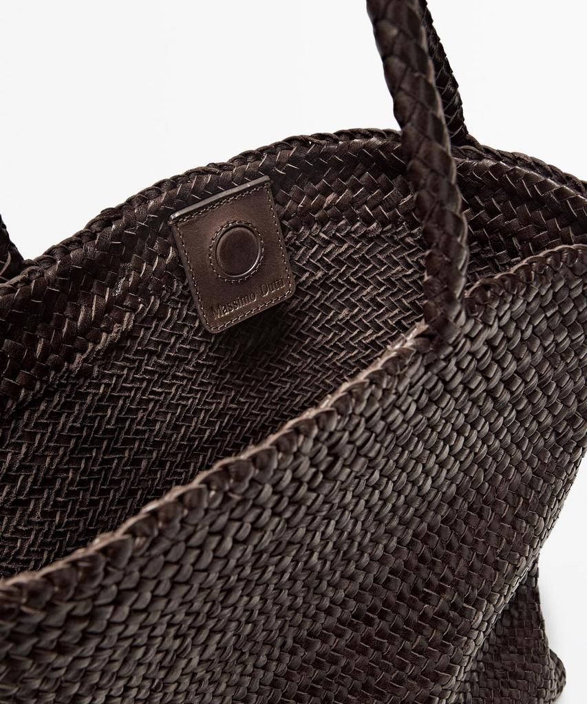 Massimo Dutti Medium Napa Leather Weaving Tote Bag