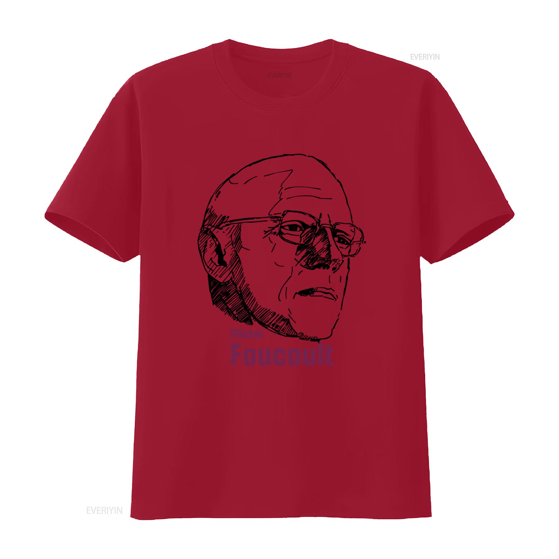 Michel Foucault Art Print Thought Provoking T Shirt for Men and Women vintage Washed Top For Everyday Wear Casual Versatile S