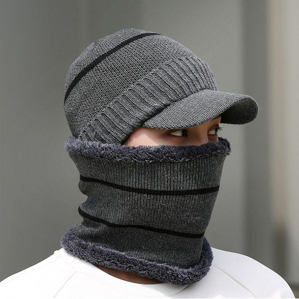 Outdoor Herren Damen Beanies Strickmütze Beanie Mütze Verdickte Wolle Winddichte Mütze Schal Winter Warm