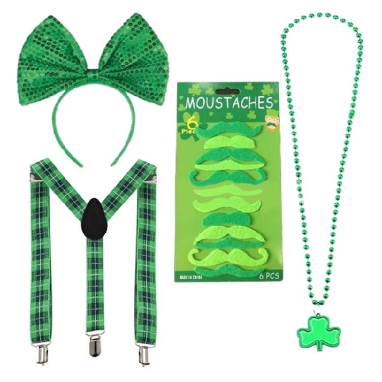 Irish Makeup Up Party Costume for Women Patrick Day Costume Includes Skirt Headband Glasses Long Glove Leg Sleeve