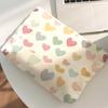 1pc Corduroy Makeup Bag Heart Pattern Large Capacity Cosmetic Pouch Zipper Portable Toiletry Storage Bag for Women