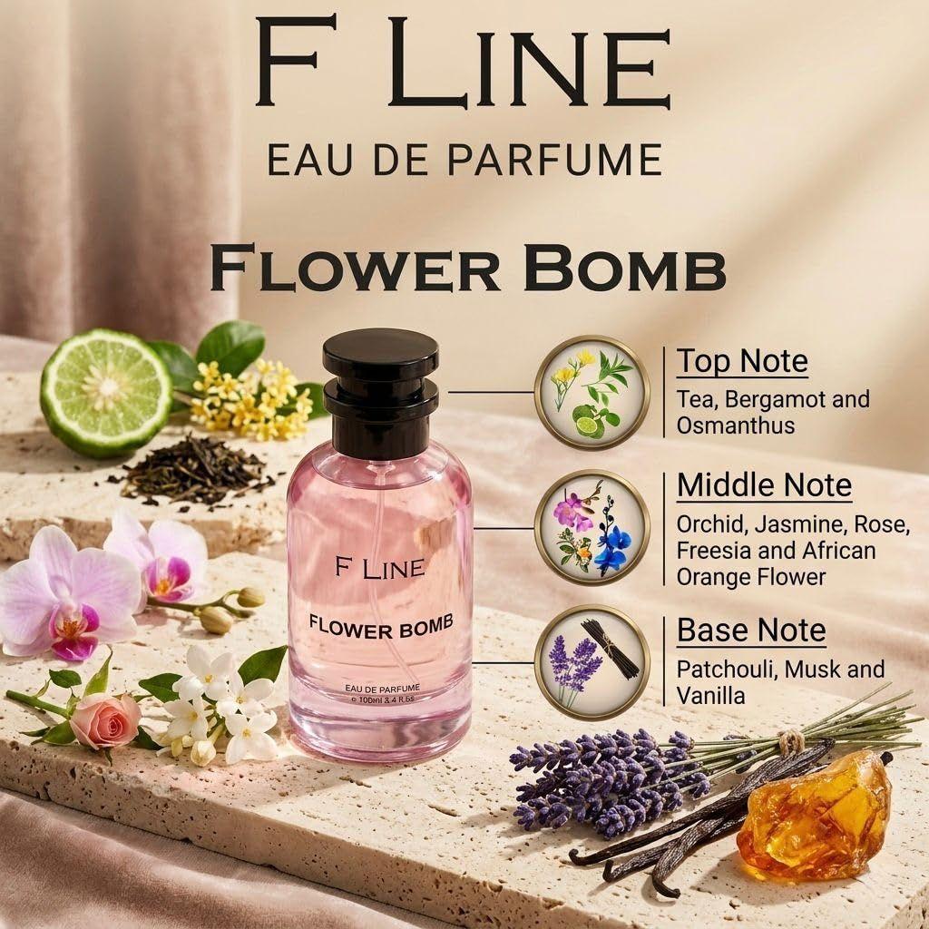 F LINE Flower Bomb 100ml Unisex Eau De Perfume |