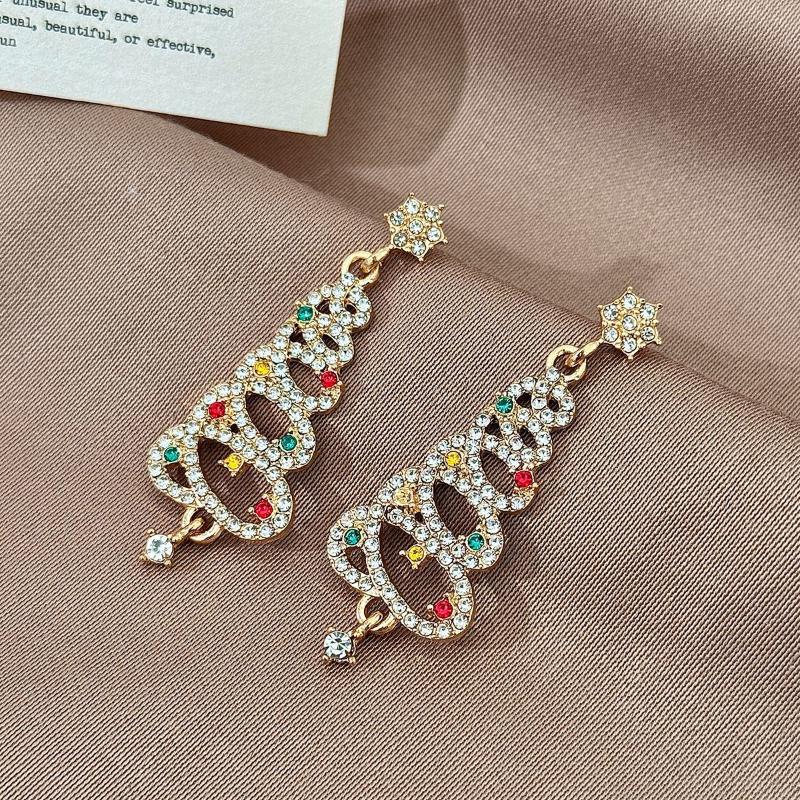 

Zircon Christmas Tree Silver Needle Earrings For Women Luxury And Niche Design Exquisite Christmas Earrings Snowflakes A2