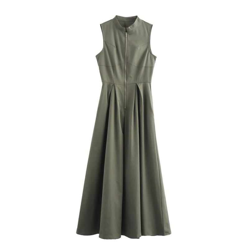 

European American Women s Clothing Summer Fashionable Sleeveless Zipper Long Dress L
