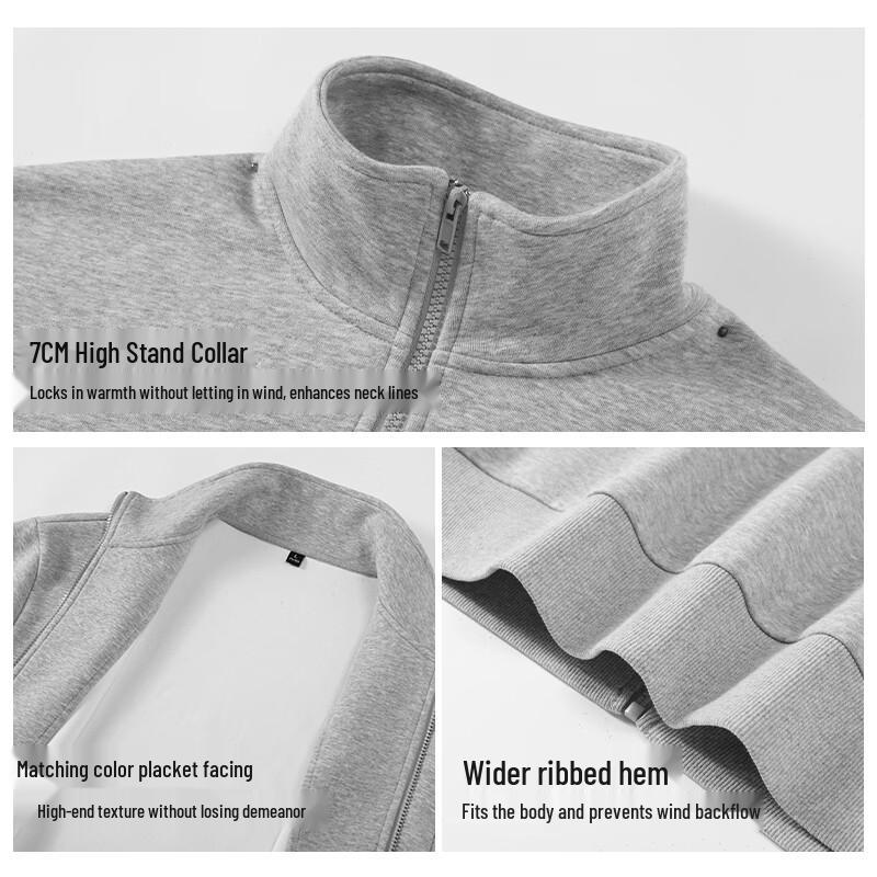 JEEP SPIRIT Unisex Spring Knit Stand Collar Jacket
