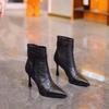 Fashion French Fashion High Heel Skinny Boots 2025 Fall Platform Pointed Toe Side Zip Stiletto Fashion Booties