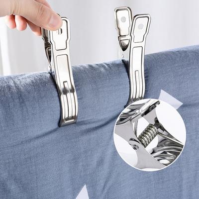 Mollette per bucato in acciaio inossidabile Mollette per asciugamani resistenti Mollette per bucato in metallo con molla resistente Design antiscivolo multiuso Mollette per asciugatura per uso domestico e da viaggio