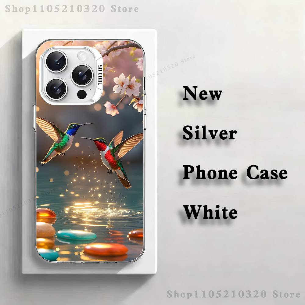 Animals Hummingbirds Phone Case For iPhone 17,16,15,14,13,12,11,Pro,Max,Plus,Mini,XS,SE Anti Fall White Matte Hard Bumper