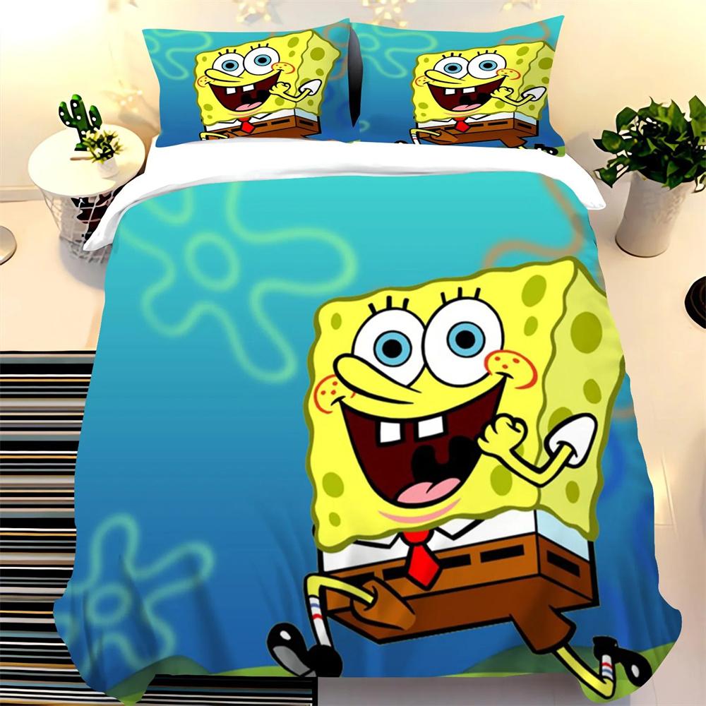 SpongeBob SquarePants Duvet Cover Set, Boy and Girl Duvet Cover Pillowcase, Cute Set, King Size Bedding Set 2/3 Piece Set