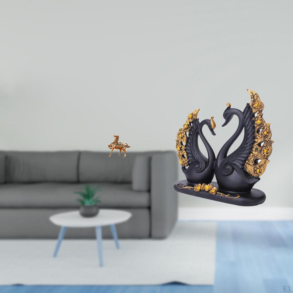 Vintage Horse Swan Figurine Sculpture Ornament for Desk Office Bedroom Shelf Home Decoration