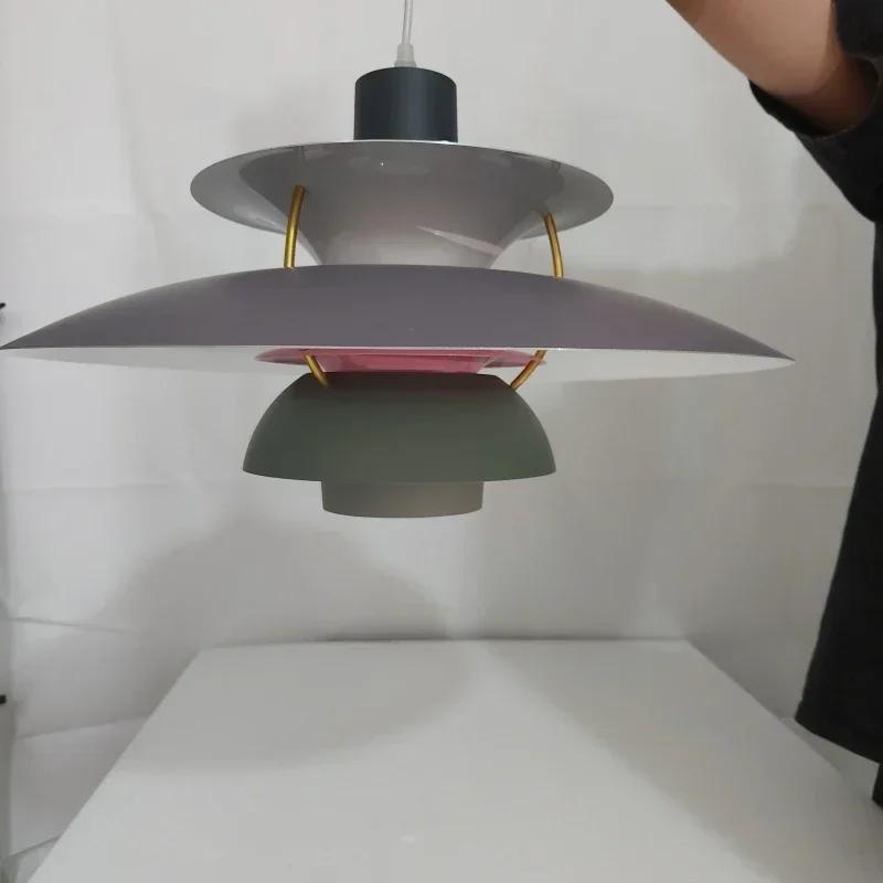 Danish Design Iron Pendant Light E27 LED Chandelier Nordic Colorful Umbrella Lamp Dinning Table Ceiling Decor Kitchen Droplight