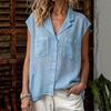 European and American Cross-border Women's Clothing Summer Solid Color Double Pocket Lapel Sleeveless Single-breasted Temperament Simple and Versatile